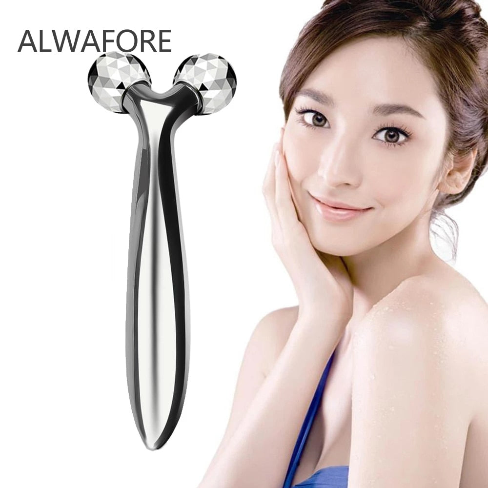 Alwafore  3D Roller Massager Y Shape 360 Rotate Thin Face Body Shaping Relaxation Wrinkle Remover Facial Massager Tool