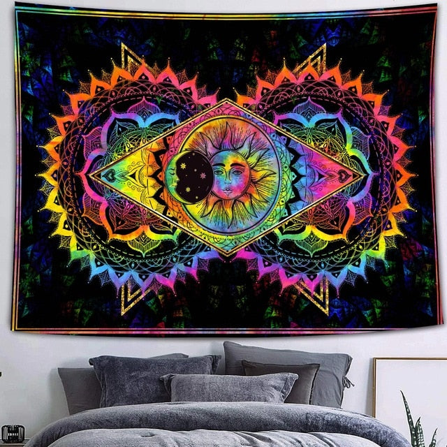 Simsant Mushroom Forest Castle Tapestry Fairytale Trippy Colorful Butterfly Wall Hanging Tapestry for Home Dorm Fantasy Decor