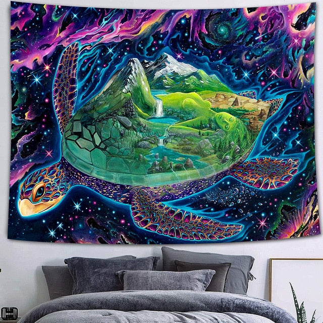 Simsant Mushroom Forest Castle Tapestry Fairytale Trippy Colorful Butterfly Wall Hanging Tapestry for Home Dorm Fantasy Decor