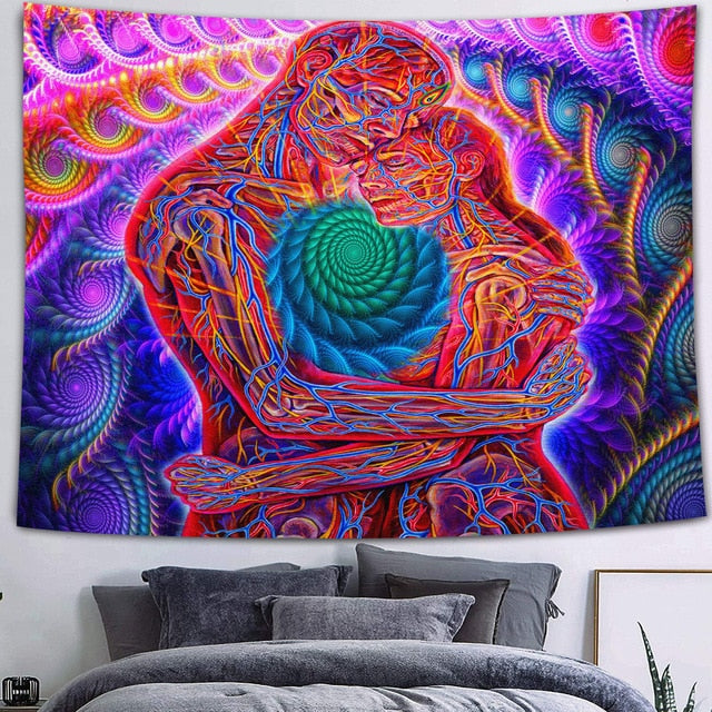 Simsant Mushroom Forest Castle Tapestry Fairytale Trippy Colorful Butterfly Wall Hanging Tapestry for Home Dorm Fantasy Decor