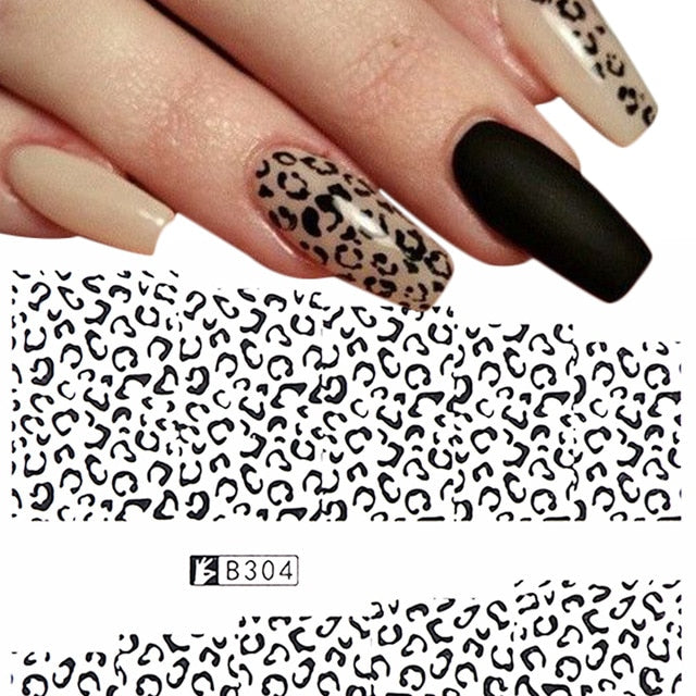 Abstract Lady Face Nail Decals Water Black Leaf Sliders Paper Nail Art Decor Gel Polish Sticker Manicure Foils CHSTZ1018-1033
