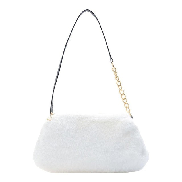 Fluffy Shoulder Messenger Bag Plush Soft Underarm Shoulder Fashion Casual Soft Crossbody Bags Women Totes Bags Clutch Bag