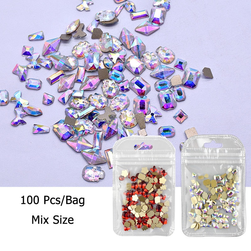 1 Box 100PCS rhinestones for nail art decorations zircon diamond charms gem nail art accessories 3D Nail Art Decorations