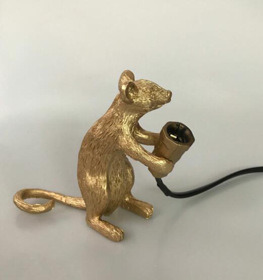 Postmodern Resin Animal Rat Mouse Table Lamp Small Mini Mouse Cute LED Night Lights Home Decor Desk Lights Seletti Bedside Lamp