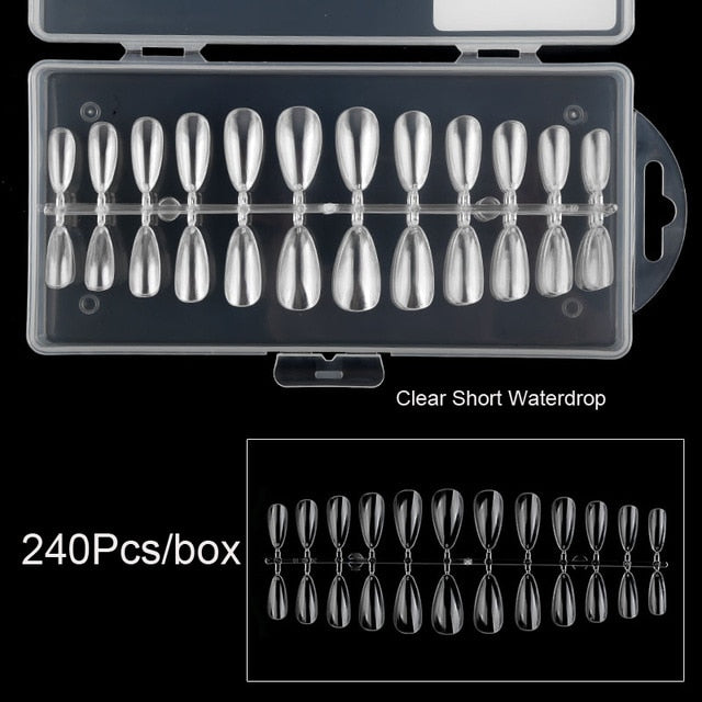 1 Box 240 Nail supplies,Clear Full Cover Nail Tips,Press On Nails Supplies, Long Coffin Clear Nails, Stick on Nails, clear tips