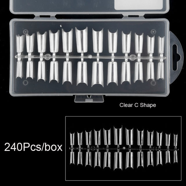 1 Box 240 Nail supplies,Clear Full Cover Nail Tips,Press On Nails Supplies, Long Coffin Clear Nails, Stick on Nails, clear tips