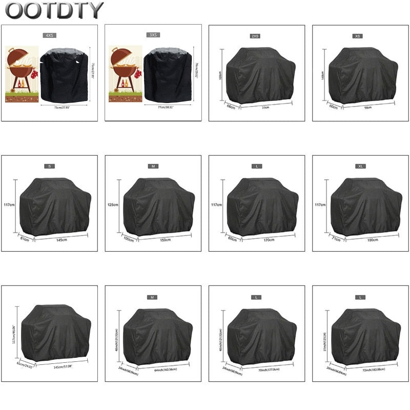 1PC 190T/210D BBQ Cover Anti-Dust Waterproof Weber Heavy Duty Charbroil Grill Cover Rain Protective Barbecue Cover Round