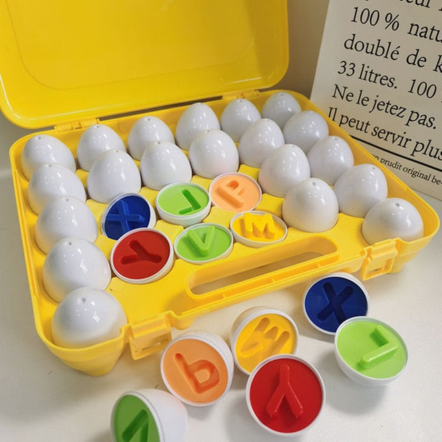 12pcs Baby Montessori Learning Education Math Toy Smart Eggs Puzzle Matching Toys Plastic Screw nut Building Blocks For Children