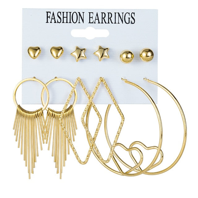 New Women's Earrings Set Tassel Pearl Acrylic Earrings For Women Bohemian Fashion Jewelry 2020 Geometric kolczyki Hoop Earings