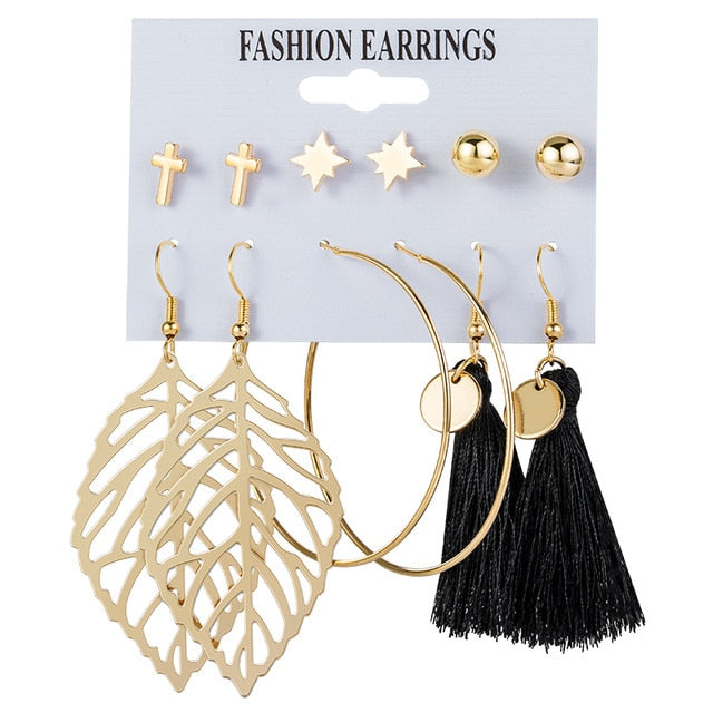 New Women's Earrings Set Tassel Pearl Acrylic Earrings For Women Bohemian Fashion Jewelry 2020 Geometric kolczyki Hoop Earings