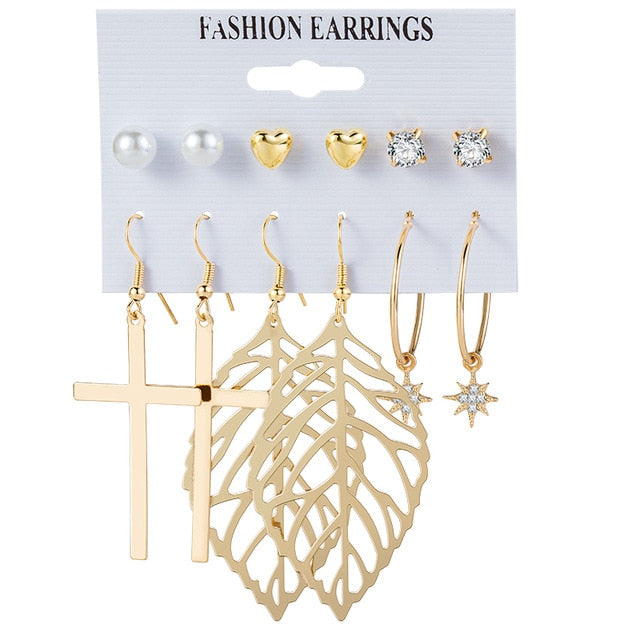 New Women's Earrings Set Tassel Pearl Acrylic Earrings For Women Bohemian Fashion Jewelry 2020 Geometric kolczyki Hoop Earings