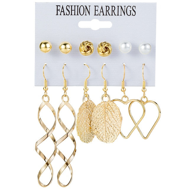 New Women's Earrings Set Tassel Pearl Acrylic Earrings For Women Bohemian Fashion Jewelry 2020 Geometric kolczyki Hoop Earings