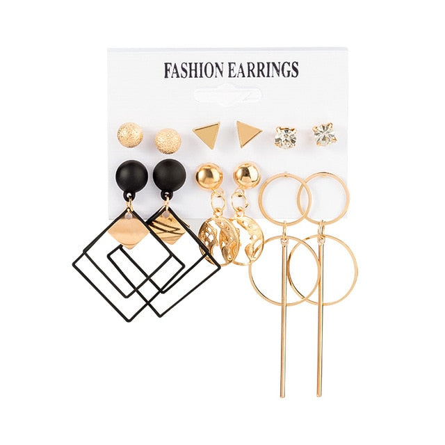 New Women's Earrings Set Tassel Pearl Acrylic Earrings For Women Bohemian Fashion Jewelry 2020 Geometric kolczyki Hoop Earings