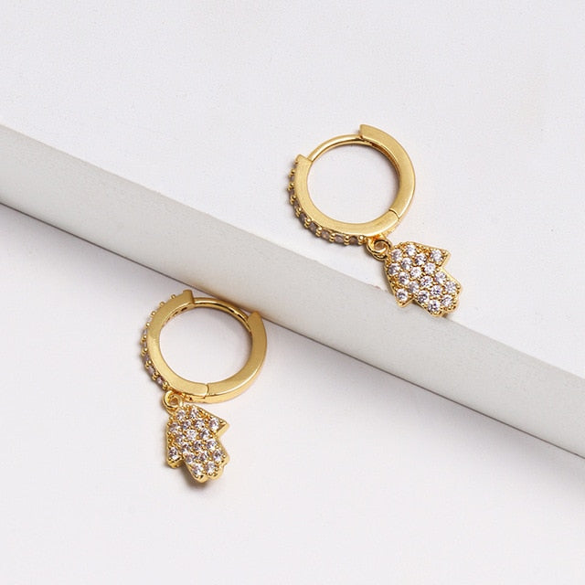 Top Quality Women Fashion CZ Small Hoop Earrings Elegant Statement Gold Color Copper Huggie Earring for Girls Wedding Jewelry