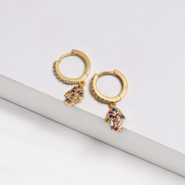 Top Quality Women Fashion CZ Small Hoop Earrings Elegant Statement Gold Color Copper Huggie Earring for Girls Wedding Jewelry