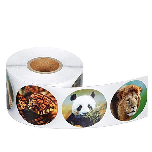 50-500pcs zoo Animals cartoon Stickers for kids classic toys sticker school teacher reward sticker 8 designs pattern tiger
