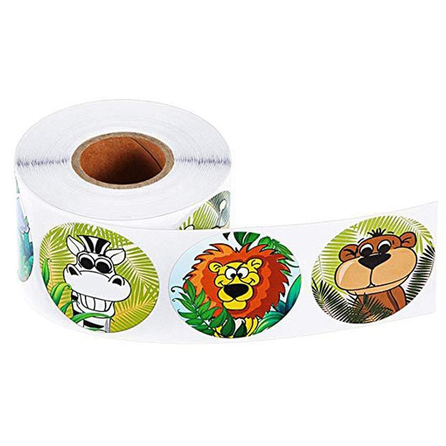 50-500pcs zoo Animals cartoon Stickers for kids classic toys sticker school teacher reward sticker 8 designs pattern tiger