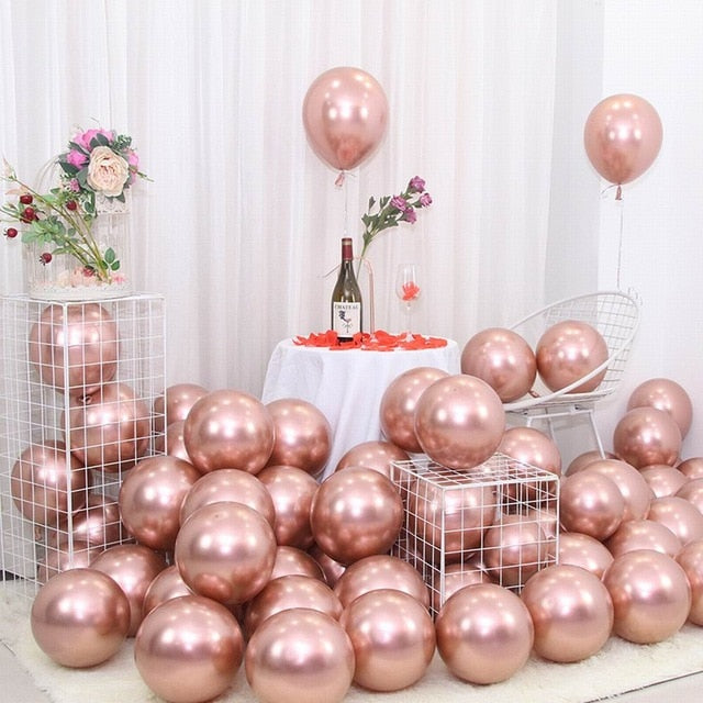 25pcs Rose Gold Metal Balloon Happy Birthday Party Decoration Kids Boy Girl Adults Wedding Birthday Ballon Bride To Be Baloon