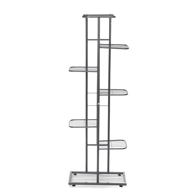 5 Tiers Wooden Iron Bookshelf Plant Rack Display Shelf Home Indoor Outdoor Yard Garden Patio Balcony Flower Stands 60x23x125cm