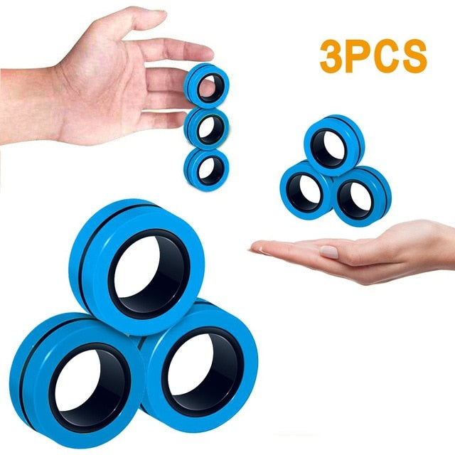 3PCs Fidget Spinner Funny Magnetic Bracelet Ring Unzip Toy Magic Ring Props Tools Anti Stress Figet Toys Stress Child Hotwhells