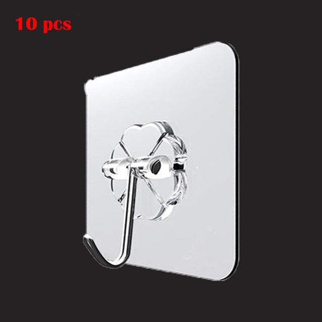 20/10 Pcs Hooks Transparent Strong Self Adhesive Door Wall Hangers Hooks Suction Heavy Load Rack Cup Sucker for Kitchen Bathroom