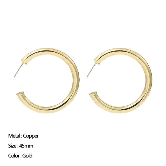 Classic Stainless Steel Ear Buckle for Women Trendy Gold Color Small Large Circle Hoop Earrings Punk Hip Hop Jewelry Accessories