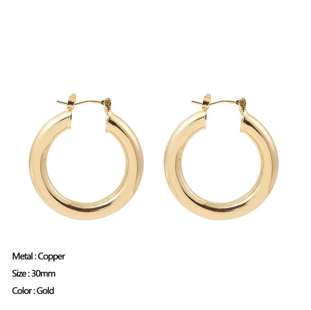 Classic Stainless Steel Ear Buckle for Women Trendy Gold Color Small Large Circle Hoop Earrings Punk Hip Hop Jewelry Accessories