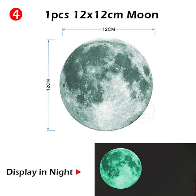 Luminous Moon and Stars Wall Stickers for Kids Room Baby Nursery Home Decoration Wall Decals Glow in the Dark Bedroom Ceiling