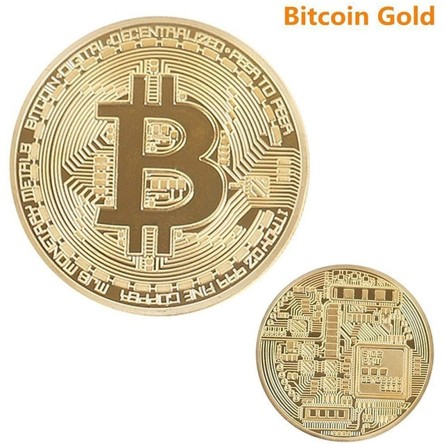 1pcs Creative Souvenir Gold Plated Bitcoin Coin Collectible Bit Metal Coin Collection Physical Cryptocurrency Commemorative Coin