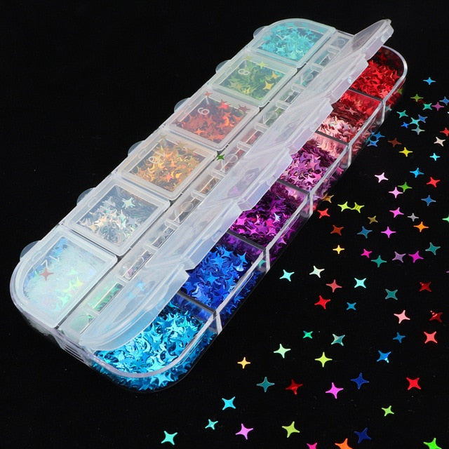 Holographics Laser star Nail Starry Sequins for Nails Colorful Flakes Paillette Tool Nail Art Decorations DIY Design supplies