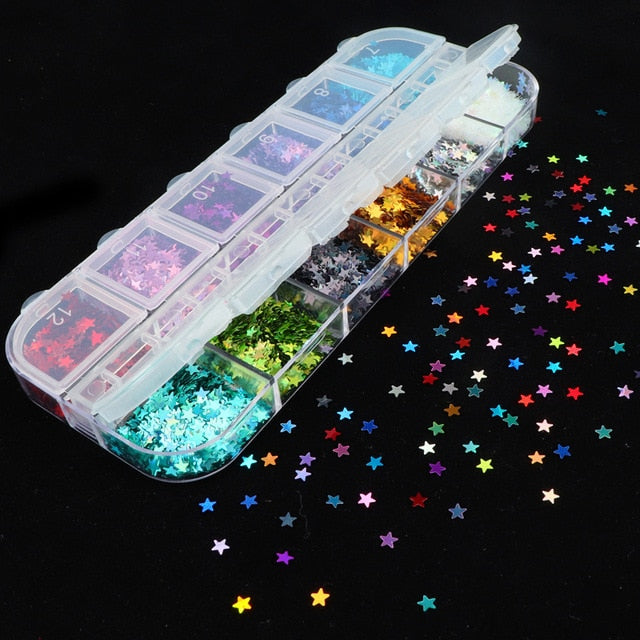 Holographics Laser star Nail Starry Sequins for Nails Colorful Flakes Paillette Tool Nail Art Decorations DIY Design supplies