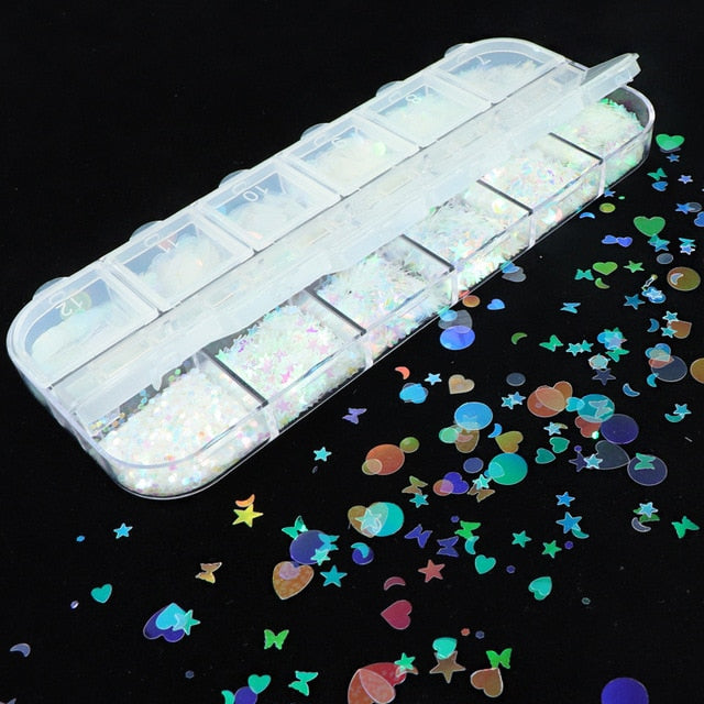 Holographics Laser star Nail Starry Sequins for Nails Colorful Flakes Paillette Tool Nail Art Decorations DIY Design supplies