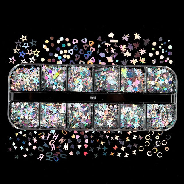 Holographics Laser star Nail Starry Sequins for Nails Colorful Flakes Paillette Tool Nail Art Decorations DIY Design supplies