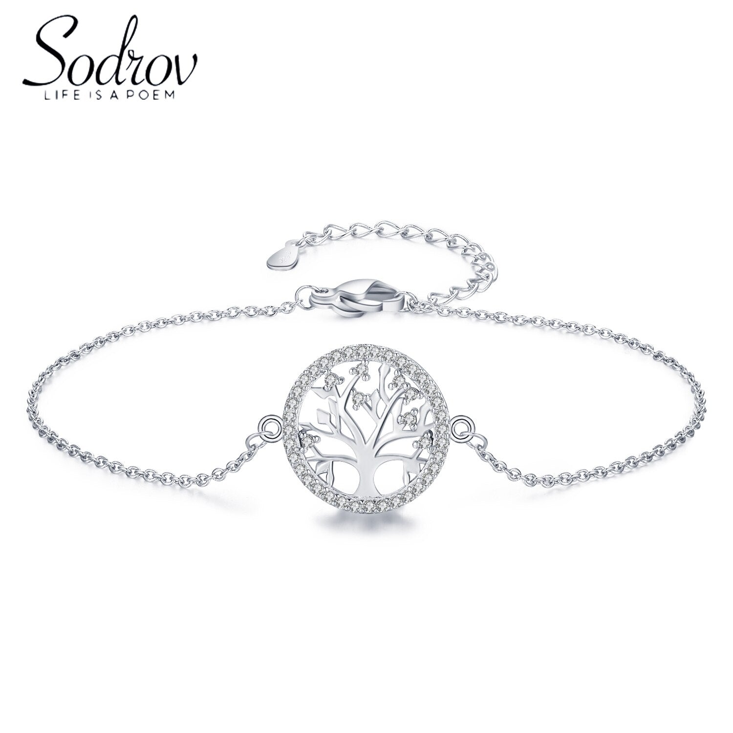 Sodrov Silver Bracelet 925 Sterling Silver Couples Women Charm Fine Tree of Life Necklace Energy lucky Bracelet 925 Jewelry