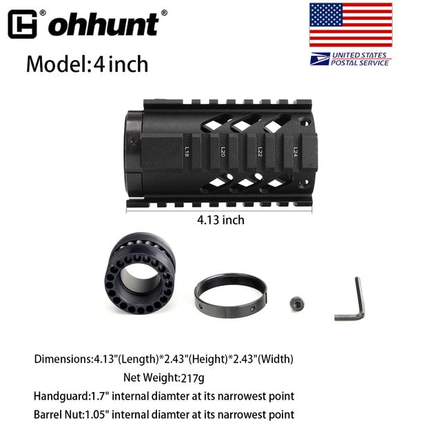 SHIP FROM USA Ohhunt Tactical 7" 10" 12" 15" Free Float Quad Picatinny Rail Handguard On .223 5.56 AR15 M16 Rifles