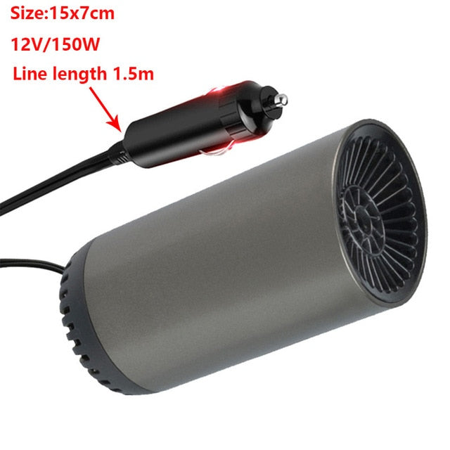 12V Car Heater Vehicle Heating Cooling Fan Portable Defrosting and Defogging Small Electrical Appliance Fun with Suction Holder