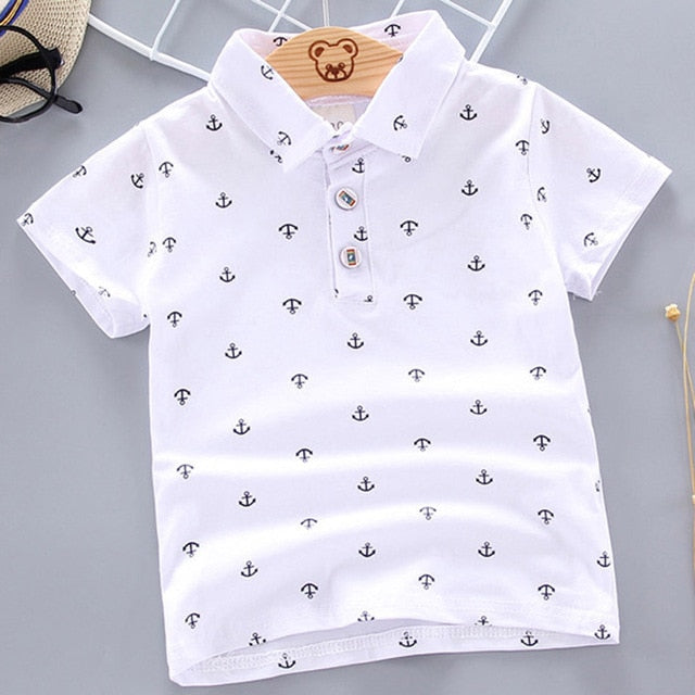 2021 Summer Baby Boys Polo Shirts Short Sleeve Anchor Lapel Clothes for Girls Odell Cotton Breathable Kids Tops Outwear 12M-5Y