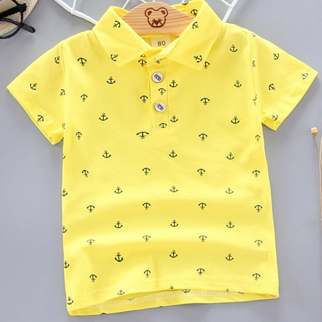 2021 Summer Baby Boys Polo Shirts Short Sleeve Anchor Lapel Clothes for Girls Odell Cotton Breathable Kids Tops Outwear 12M-5Y