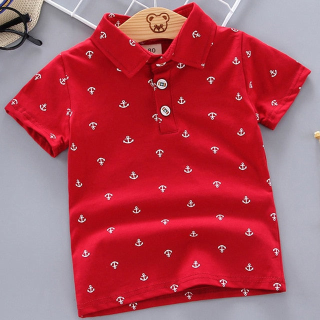 2021 Summer Baby Boys Polo Shirts Short Sleeve Anchor Lapel Clothes for Girls Odell Cotton Breathable Kids Tops Outwear 12M-5Y