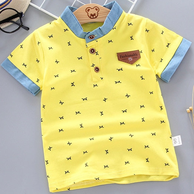 2021 Summer Baby Boys Polo Shirts Short Sleeve Anchor Lapel Clothes for Girls Odell Cotton Breathable Kids Tops Outwear 12M-5Y