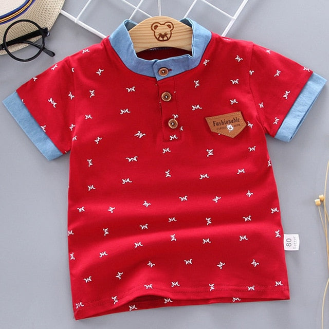 2021 Summer Baby Boys Polo Shirts Short Sleeve Anchor Lapel Clothes for Girls Odell Cotton Breathable Kids Tops Outwear 12M-5Y