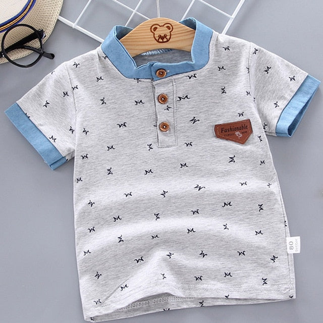 2021 Summer Baby Boys Polo Shirts Short Sleeve Anchor Lapel Clothes for Girls Odell Cotton Breathable Kids Tops Outwear 12M-5Y