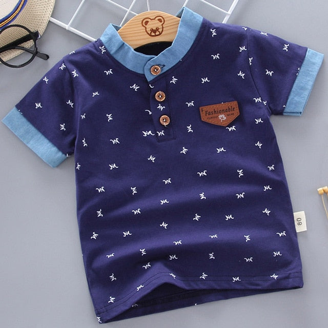 2021 Summer Baby Boys Polo Shirts Short Sleeve Anchor Lapel Clothes for Girls Odell Cotton Breathable Kids Tops Outwear 12M-5Y