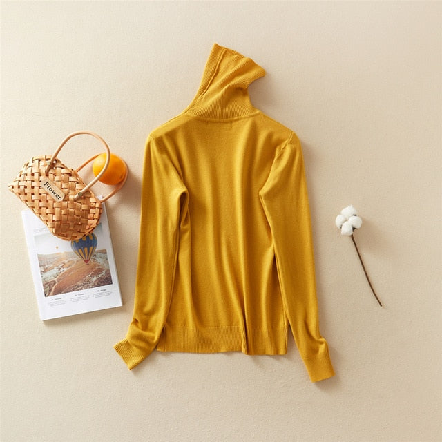 Marwin New-Coming Autumn Winter Tops Solid Turn-Down Collar Pullovers Female Thick Turtleneck Knitted High Street  Women Sweater