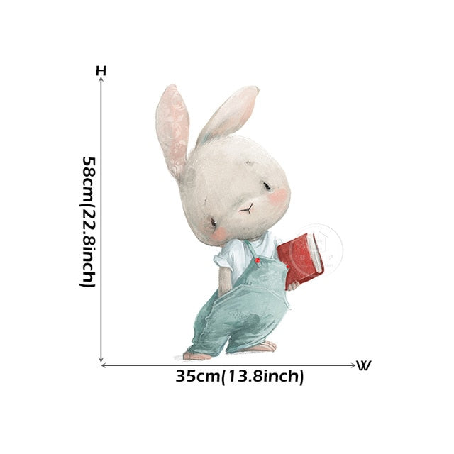 Watercolor Cartoon Bunny Wall Stickers Baby Nursery Wall Decals for Kids Room Living Room Bedroom Home Decor Rabbit Stickers PVC