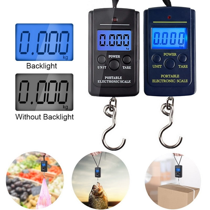 40kg x 10g Mini Digital Scale for Fishing Luggage Travel Weighting Steelyard Hanging Electronic Hook Scale, Kitchen Weight Tool