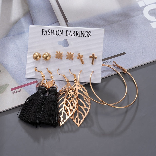 Women's Earrings Korean Stud Earrings for Women Vintage Pearl Butterfly Gold Cross Earring Set 2021 Trend Earings Female Jewelry