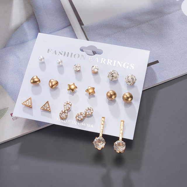 Women's Earrings Korean Stud Earrings for Women Vintage Pearl Butterfly Gold Cross Earring Set 2021 Trend Earings Female Jewelry