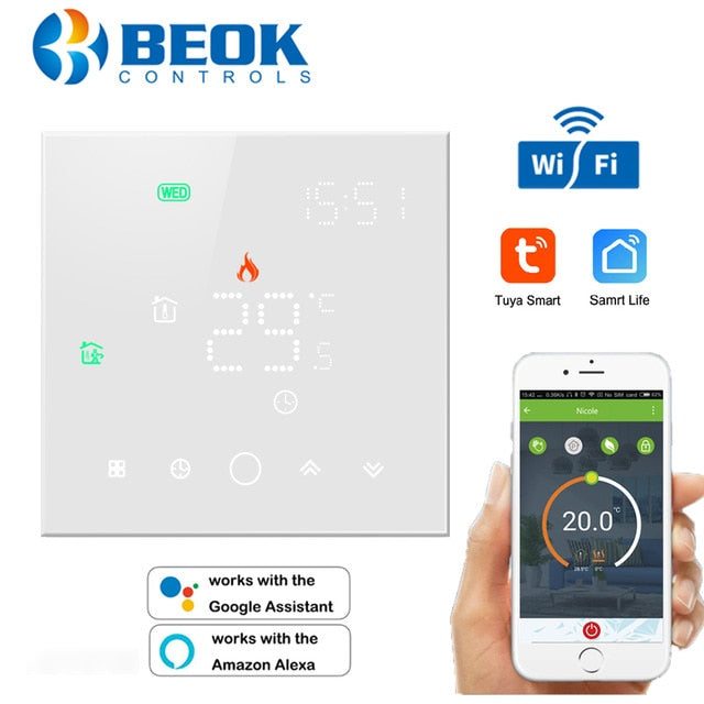 3A Water Floor Heating Smart WIFI Thermostat and Normal Closed Actuator and 8 Sub-chamber Hub Controller for Gas Boiler