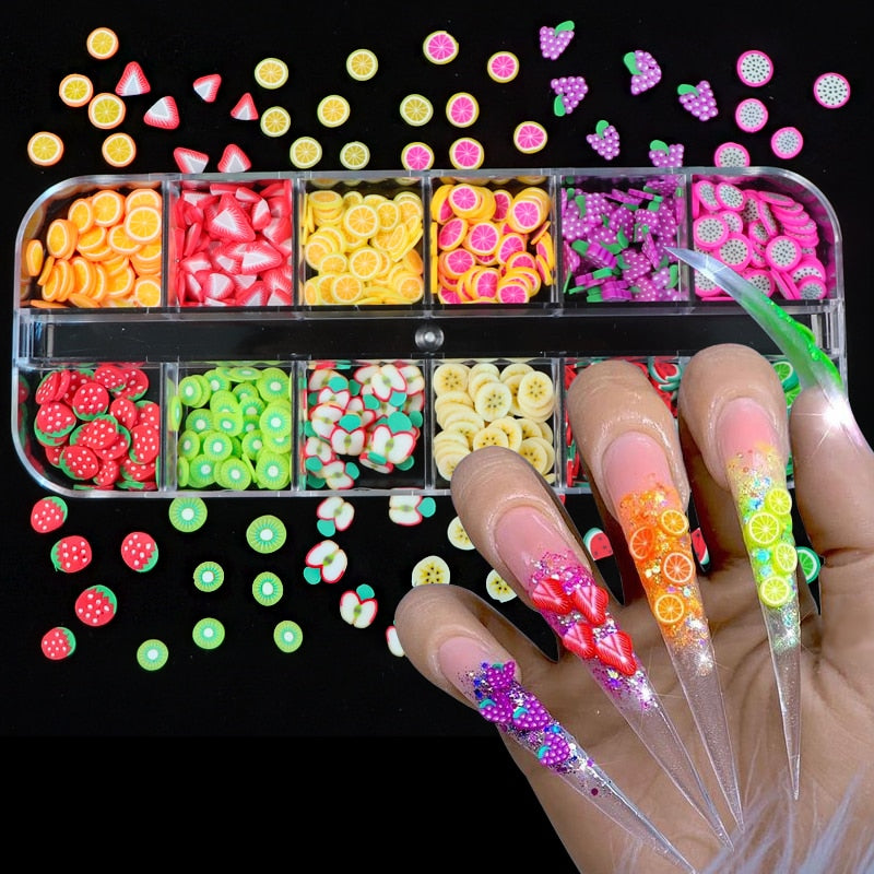 3D Fruit Tiny Slices Stickers Nail Decals Mixed Style Polymer Clay Nail Art Decorations Design Nail Tips Professional Supplies